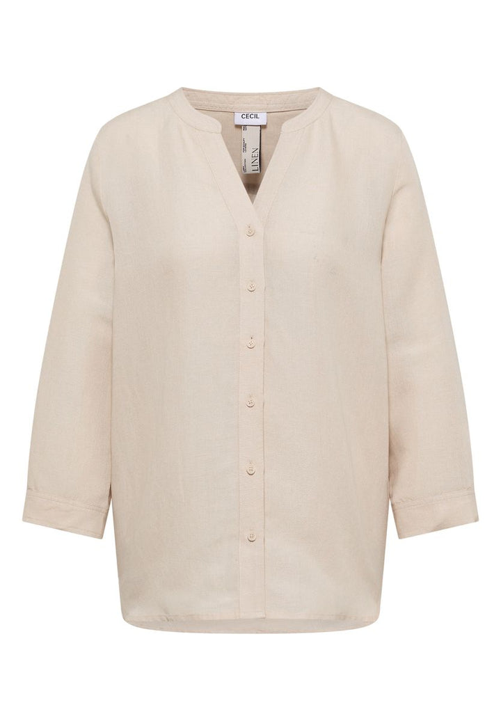 Bluse mit Split Neck aus Leinenmix
