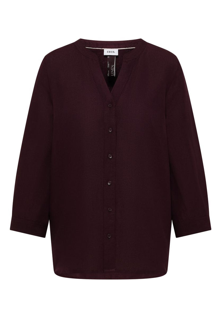 Bluse mit Split Neck aus Leinenmix