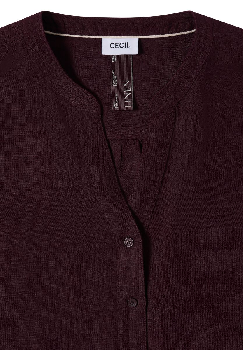 Bluse mit Split Neck aus Leinenmix