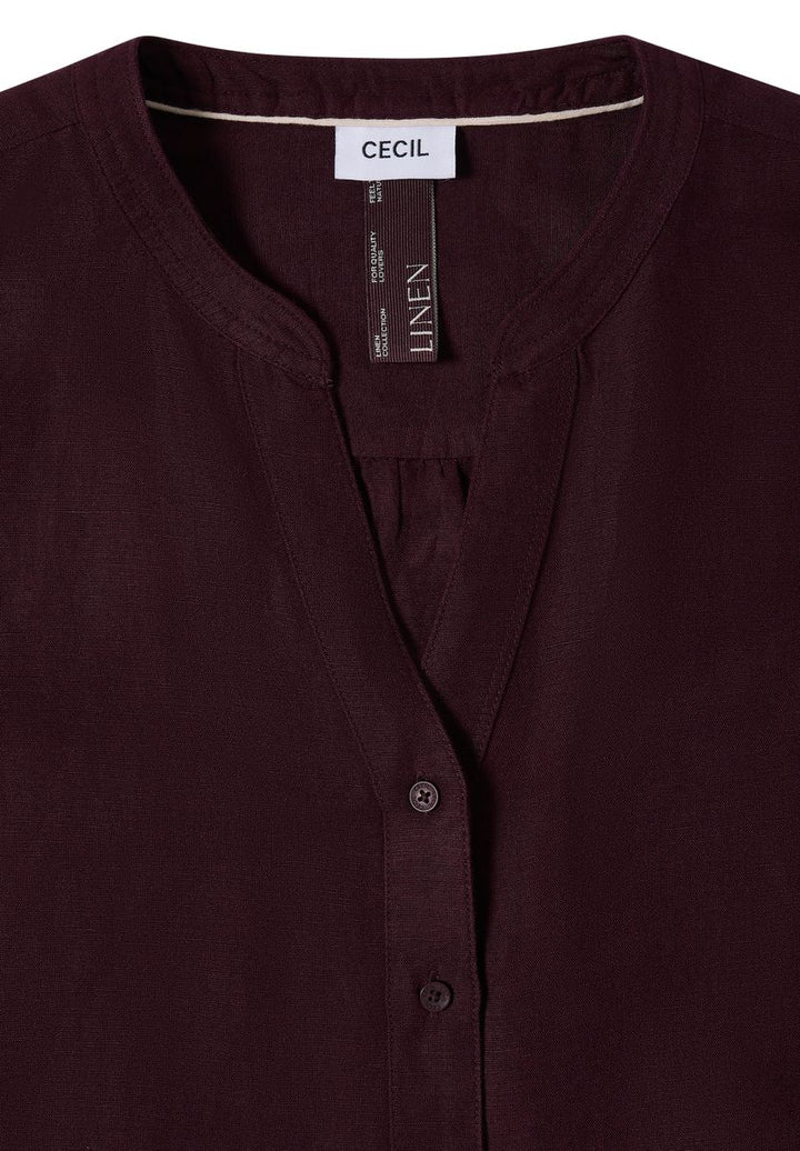 Bluse mit Split Neck aus Leinenmix