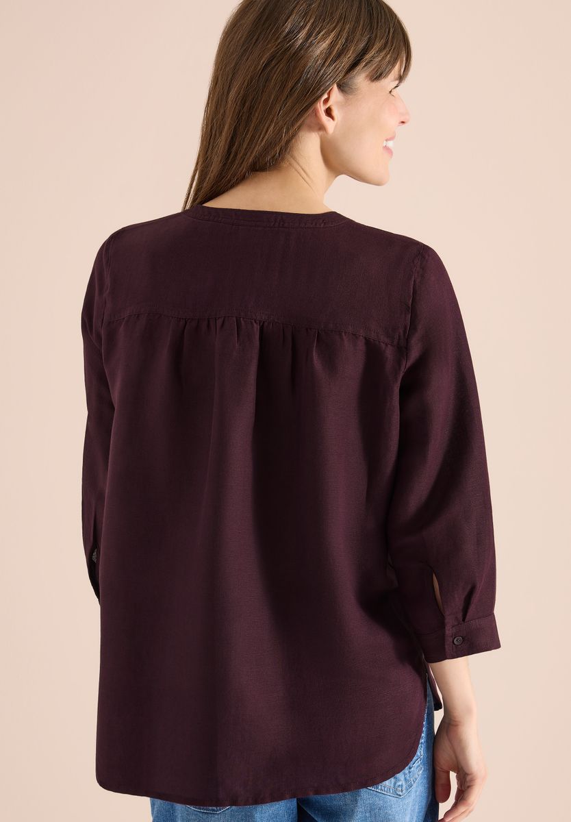 Bluse mit Split Neck aus Leinenmix