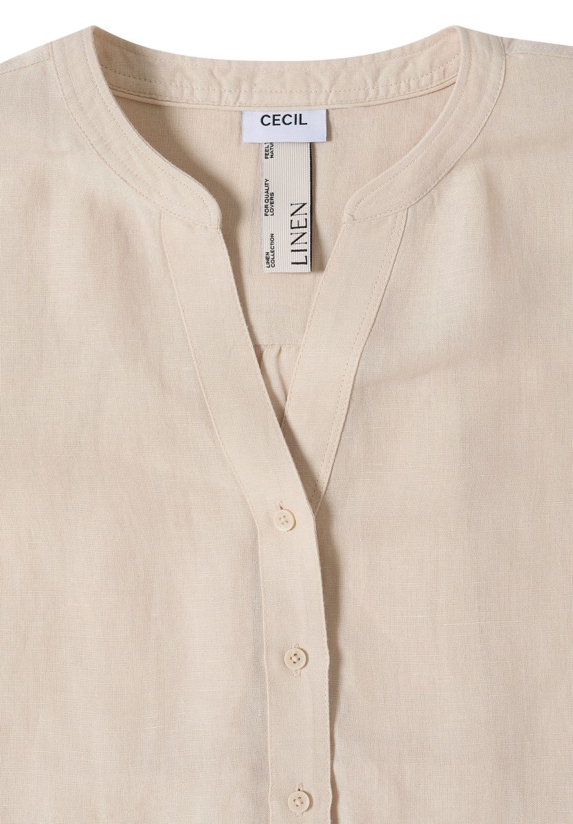 Bluse mit Split Neck aus Leinenmix
