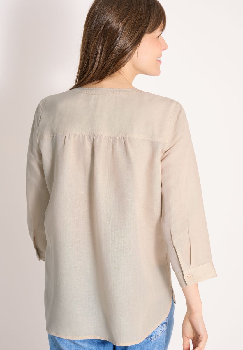 Bluse mit Split Neck aus Leinenmix