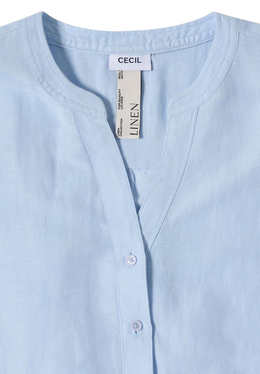 Bluse mit Split Neck aus Leinenmix