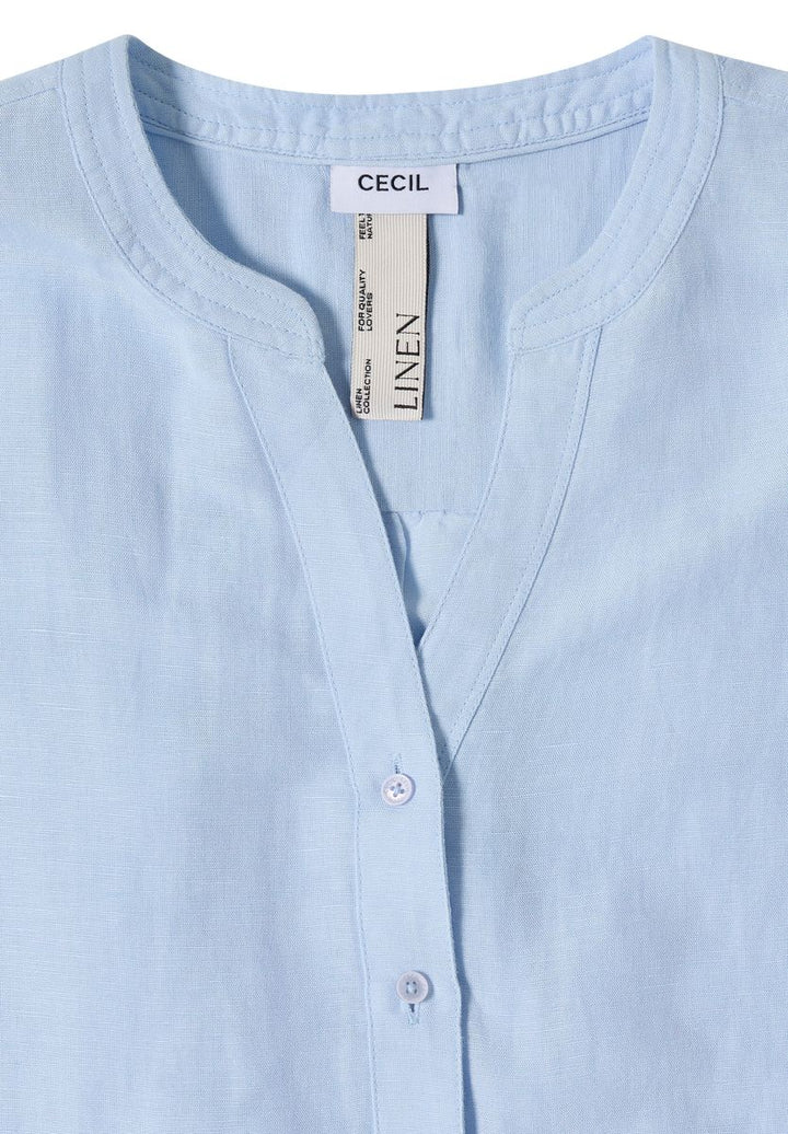Bluse mit Split Neck aus Leinenmix