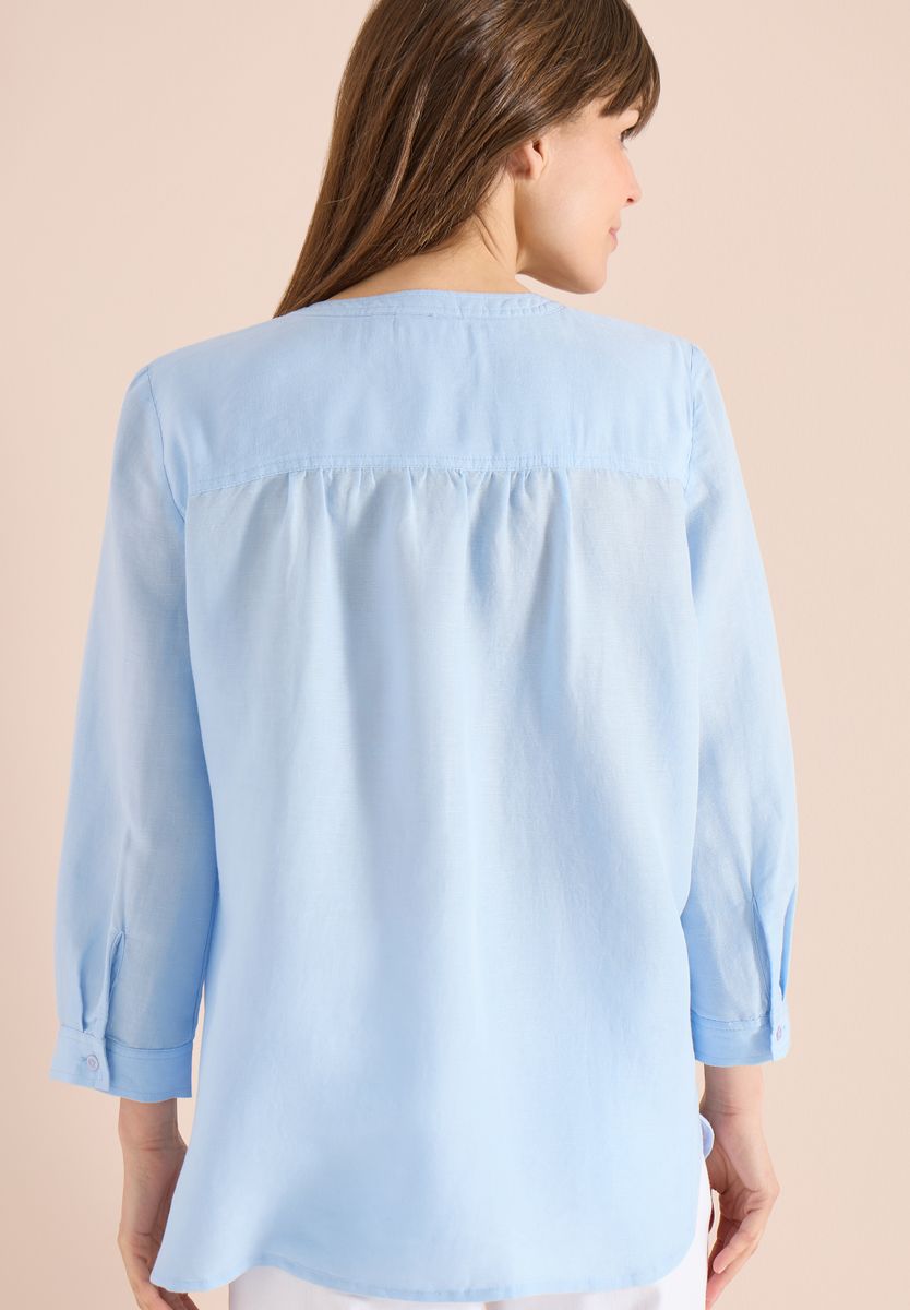 Bluse mit Split Neck aus Leinenmix