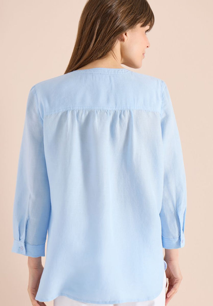 Bluse mit Split Neck aus Leinenmix