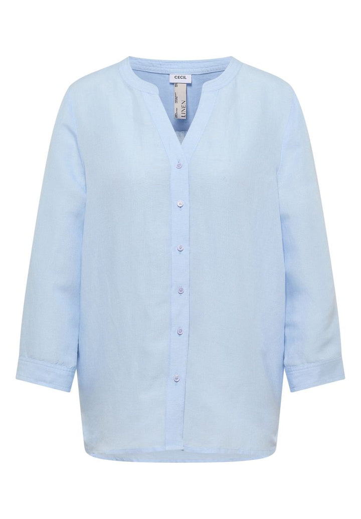 Bluse mit Split Neck aus Leinenmix