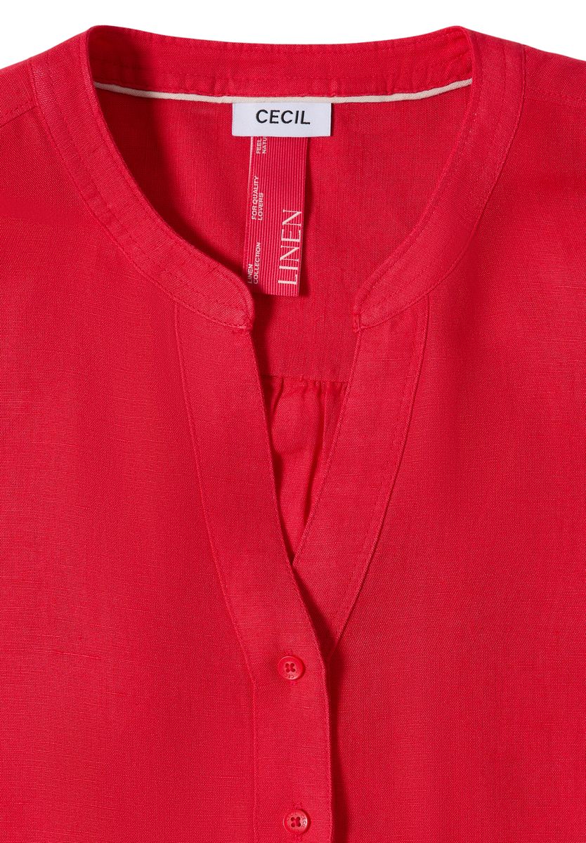 Bluse mit Split Neck aus Leinenmix