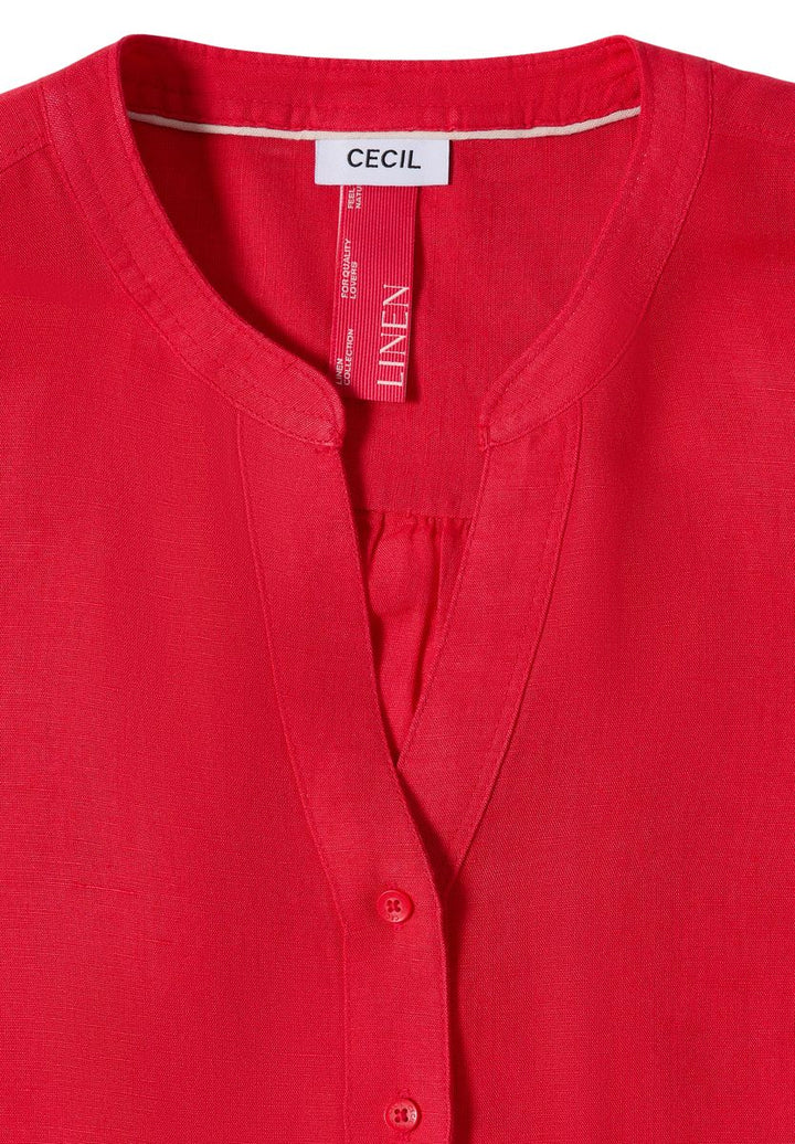 Bluse mit Split Neck aus Leinenmix