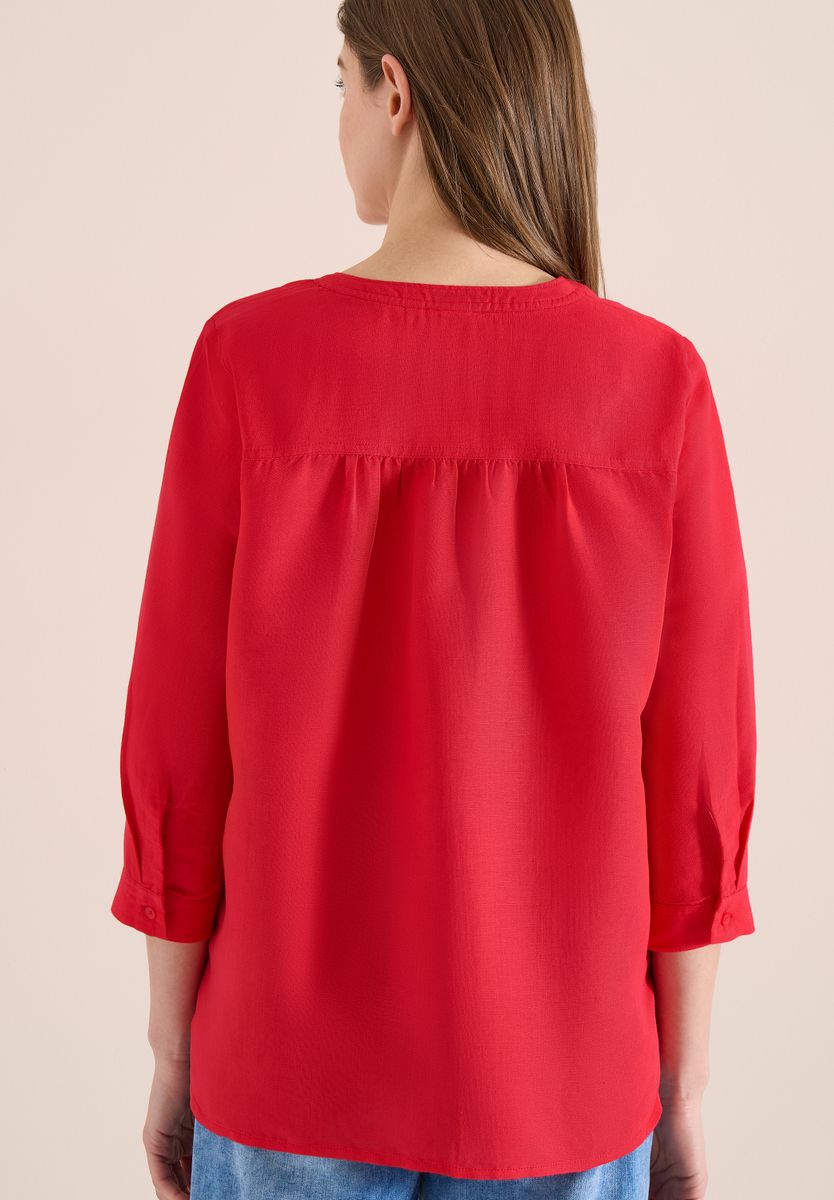Bluse mit Split Neck aus Leinenmix