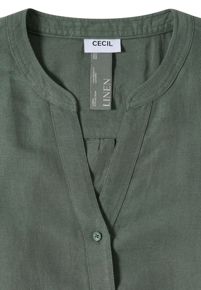Bluse mit Split Neck aus Leinenmix