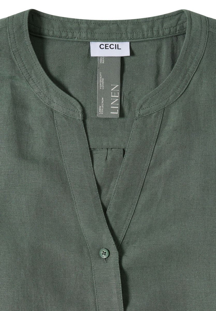 Bluse mit Split Neck aus Leinenmix
