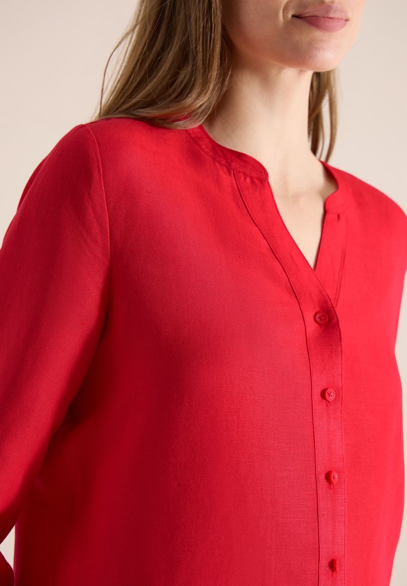 Bluse mit Split Neck aus Leinenmix