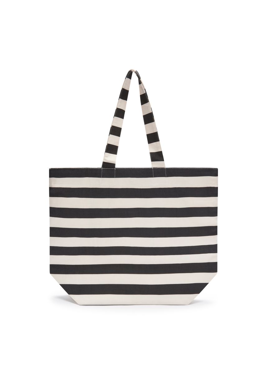 Shopper aus robustem Canvas mit Streifenmuster und Schriftzug