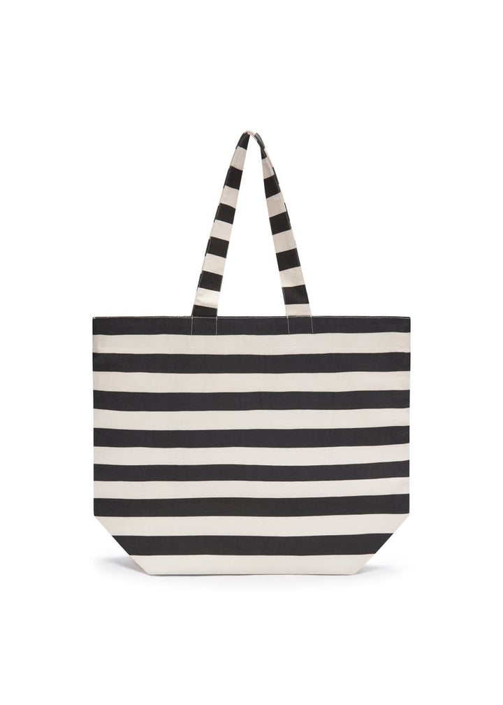 Shopper aus robustem Canvas mit Streifenmuster und Schriftzug