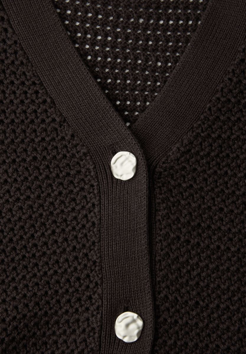 Kurzarm Cardigan mit V-Neck und Struktur