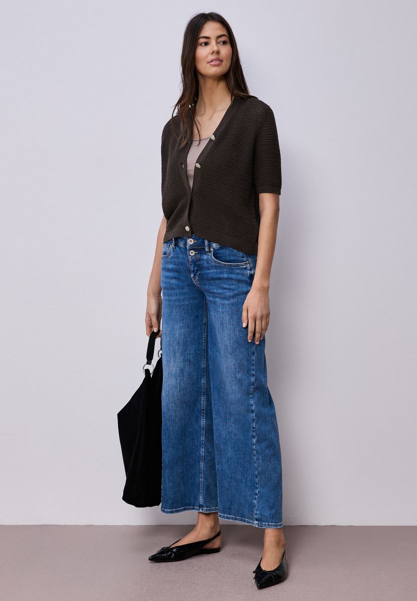 Kurzarm Cardigan mit V-Neck und Struktur