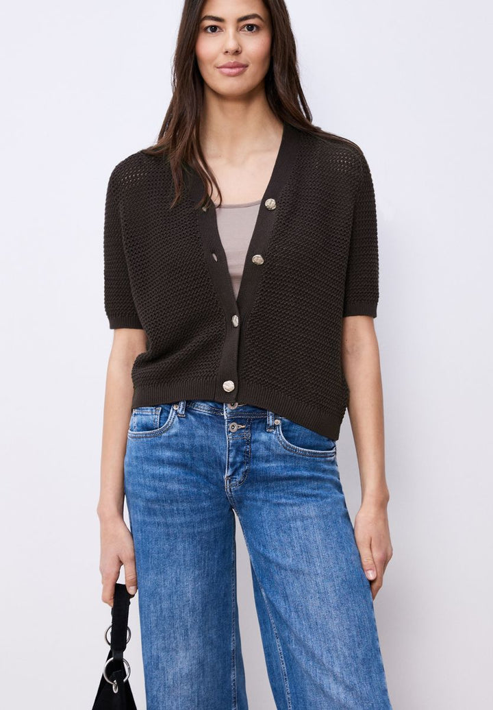 Kurzarm Cardigan mit V-Neck und Struktur