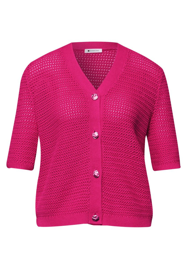 Kurzarm Cardigan mit V-Neck und Struktur