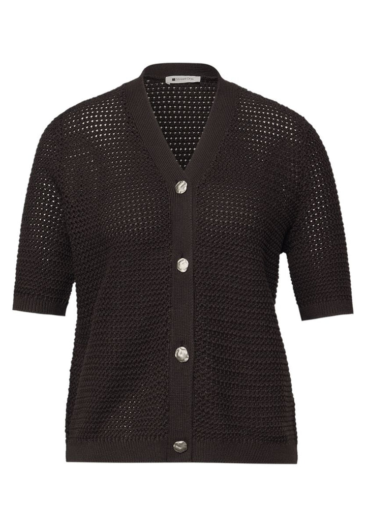 Kurzarm Cardigan mit V-Neck und Struktur