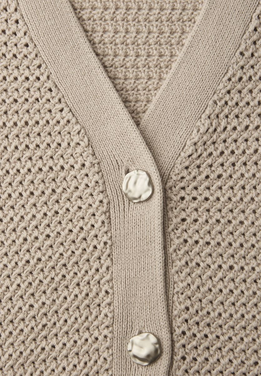Kurzarm Cardigan mit V-Neck und Struktur