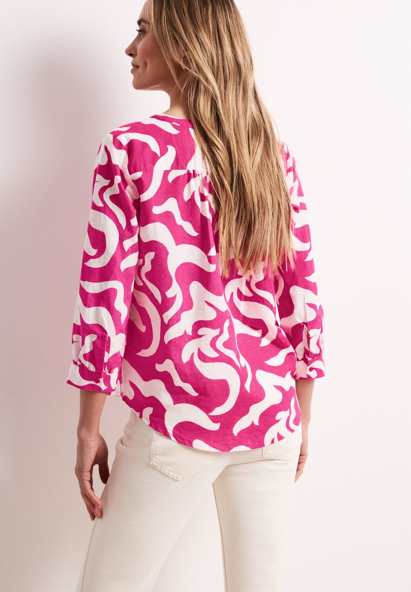 Bluse mit Split Neck aus Leinenmix