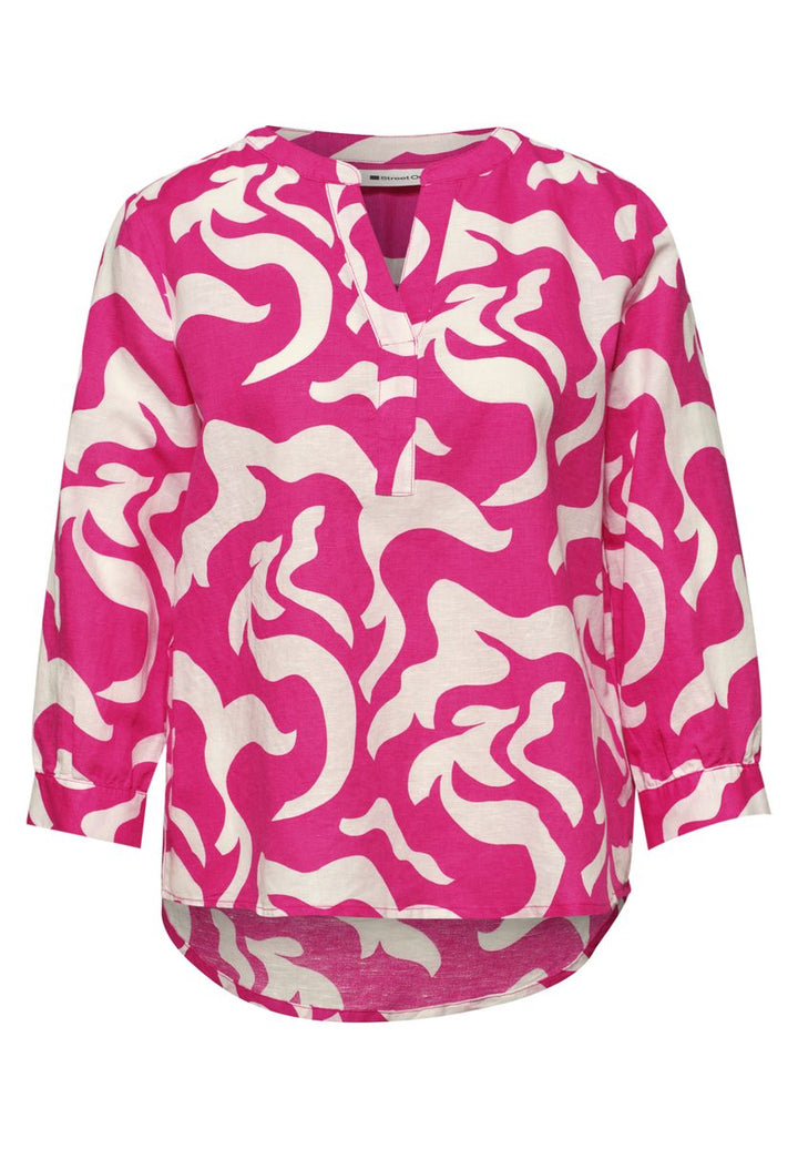 Bluse mit Split Neck aus Leinenmix