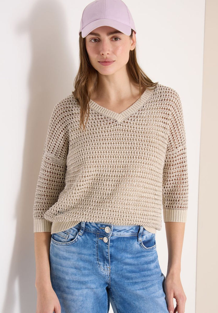Pullover mit V-Neck und Garnmix