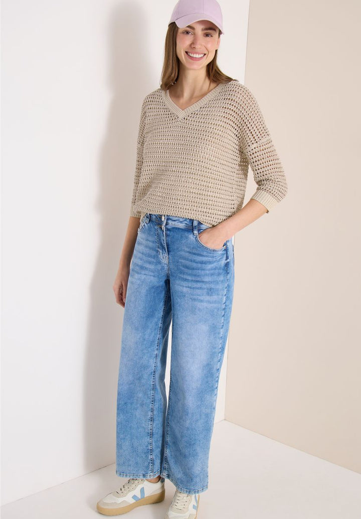 Pullover mit V-Neck und Garnmix