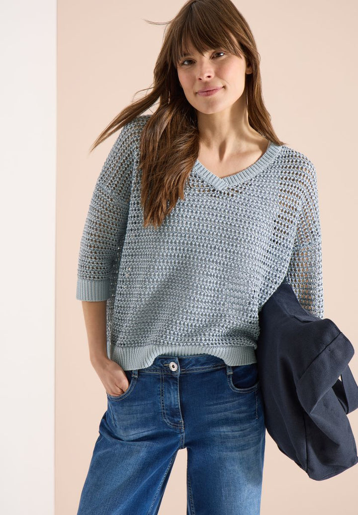 Pullover mit V-Neck und Garnmix