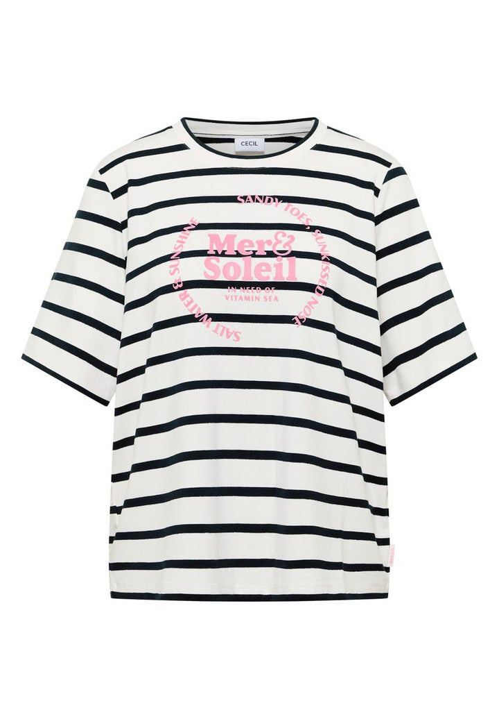 Kurzarm Shirt mit Rundhals und Streifen
