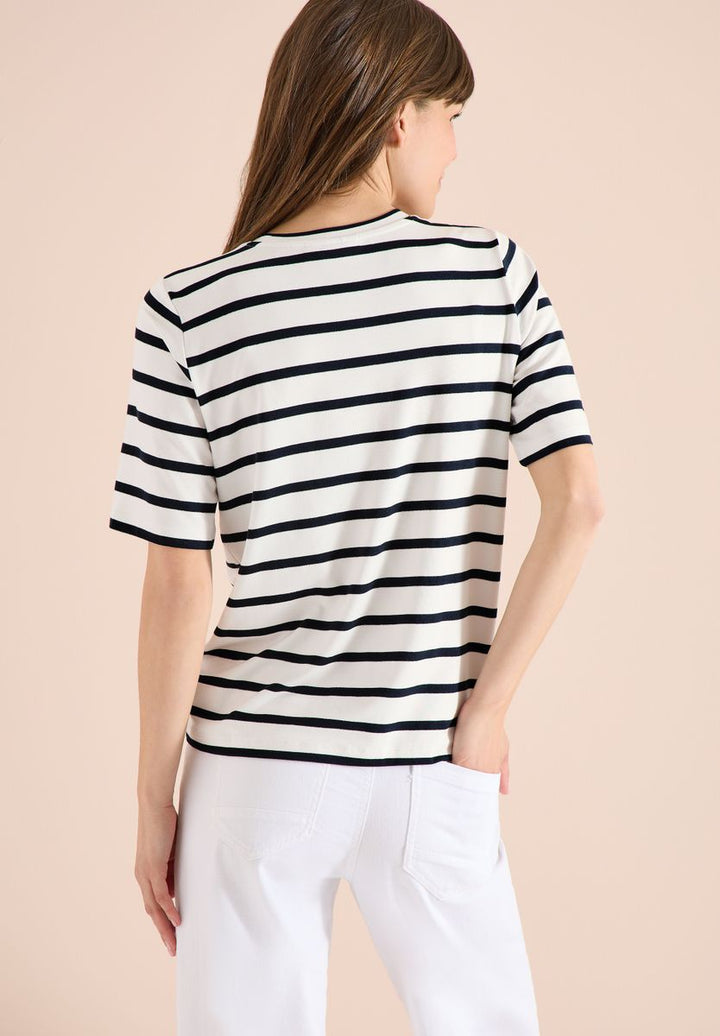 Kurzarm Shirt mit Rundhals und Streifen