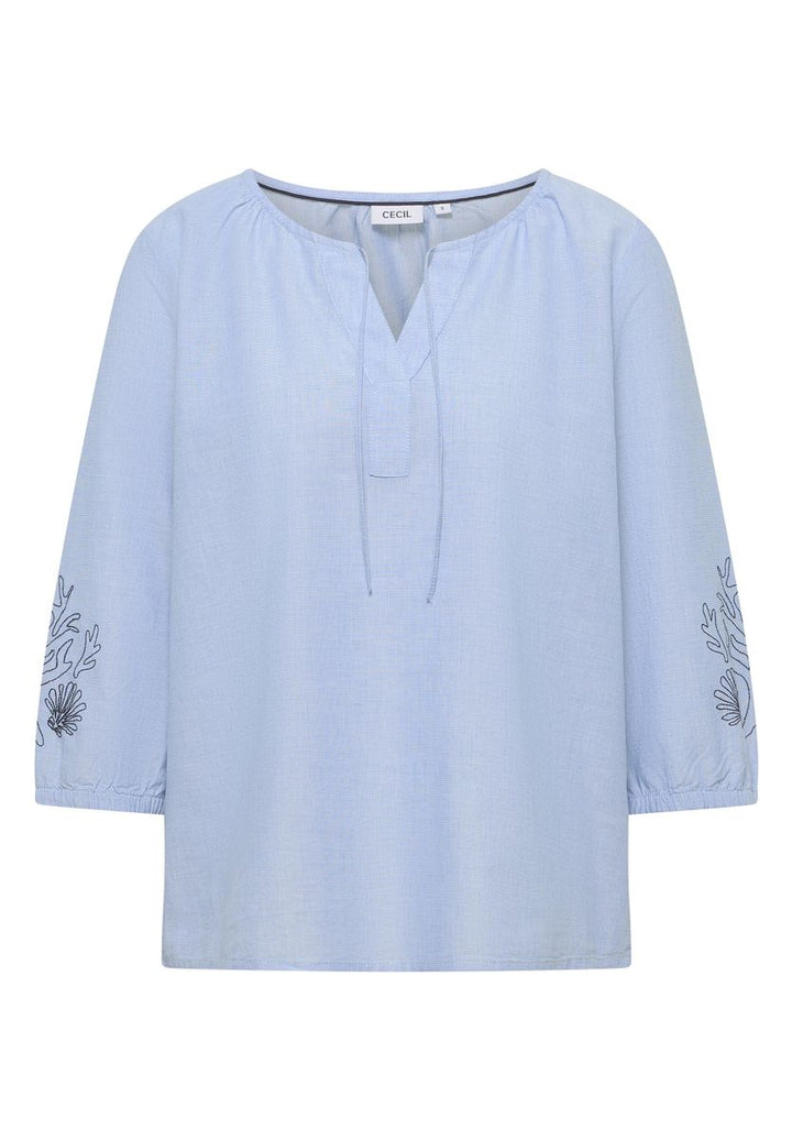 3/4-Arm Bluse mit Stickerei