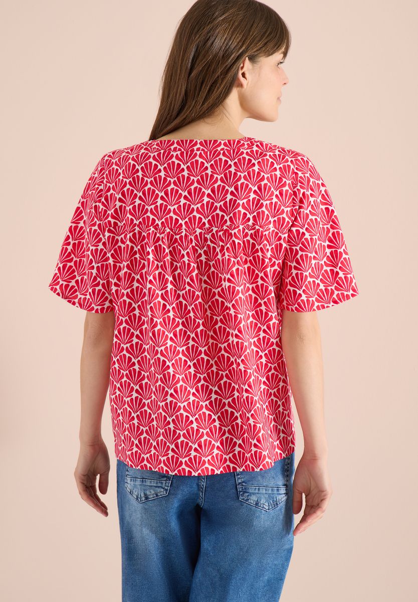 Kurzarm Bluse mit Muschelprint