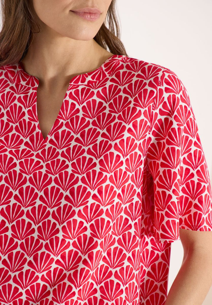 Kurzarm Bluse mit Muschelprint