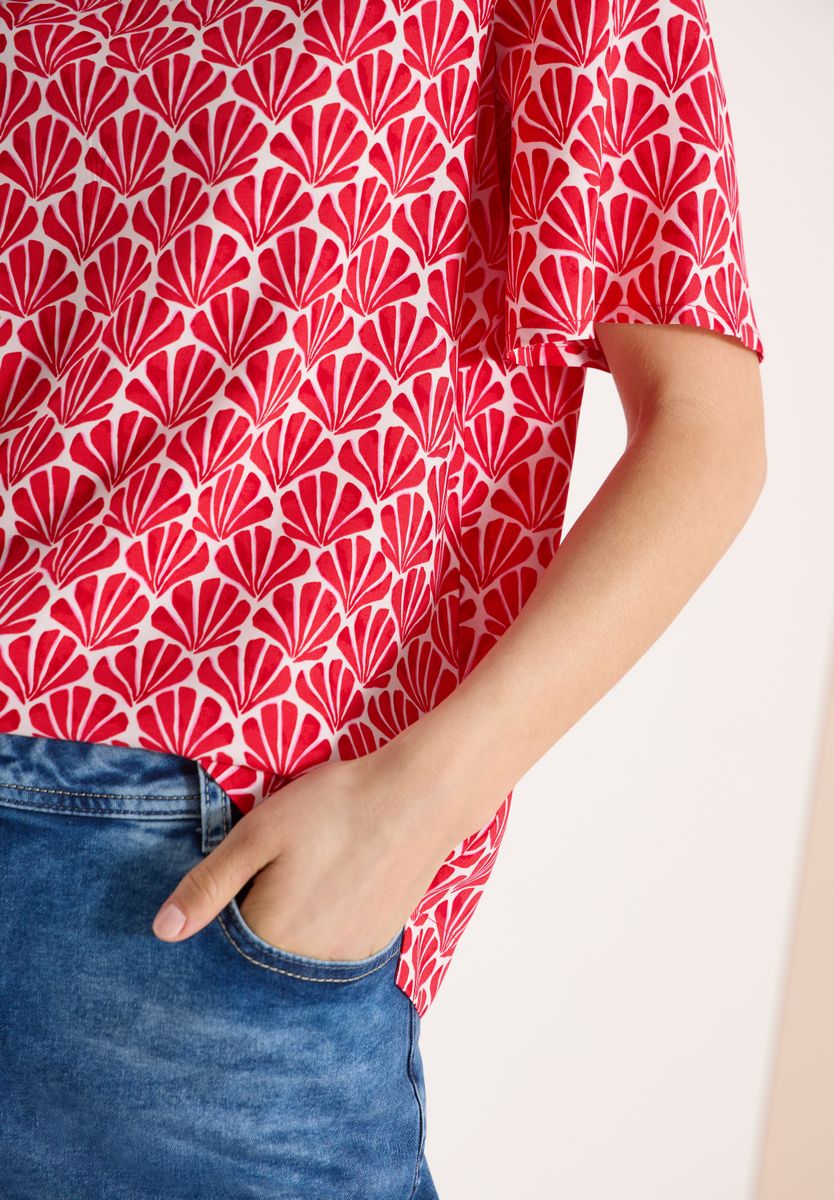 Kurzarm Bluse mit Muschelprint