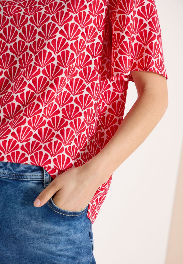 Kurzarm Bluse mit Muschelprint
