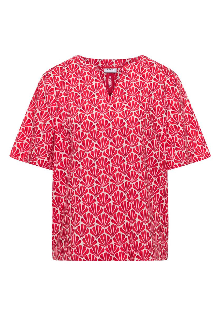 Kurzarm Bluse mit Muschelprint