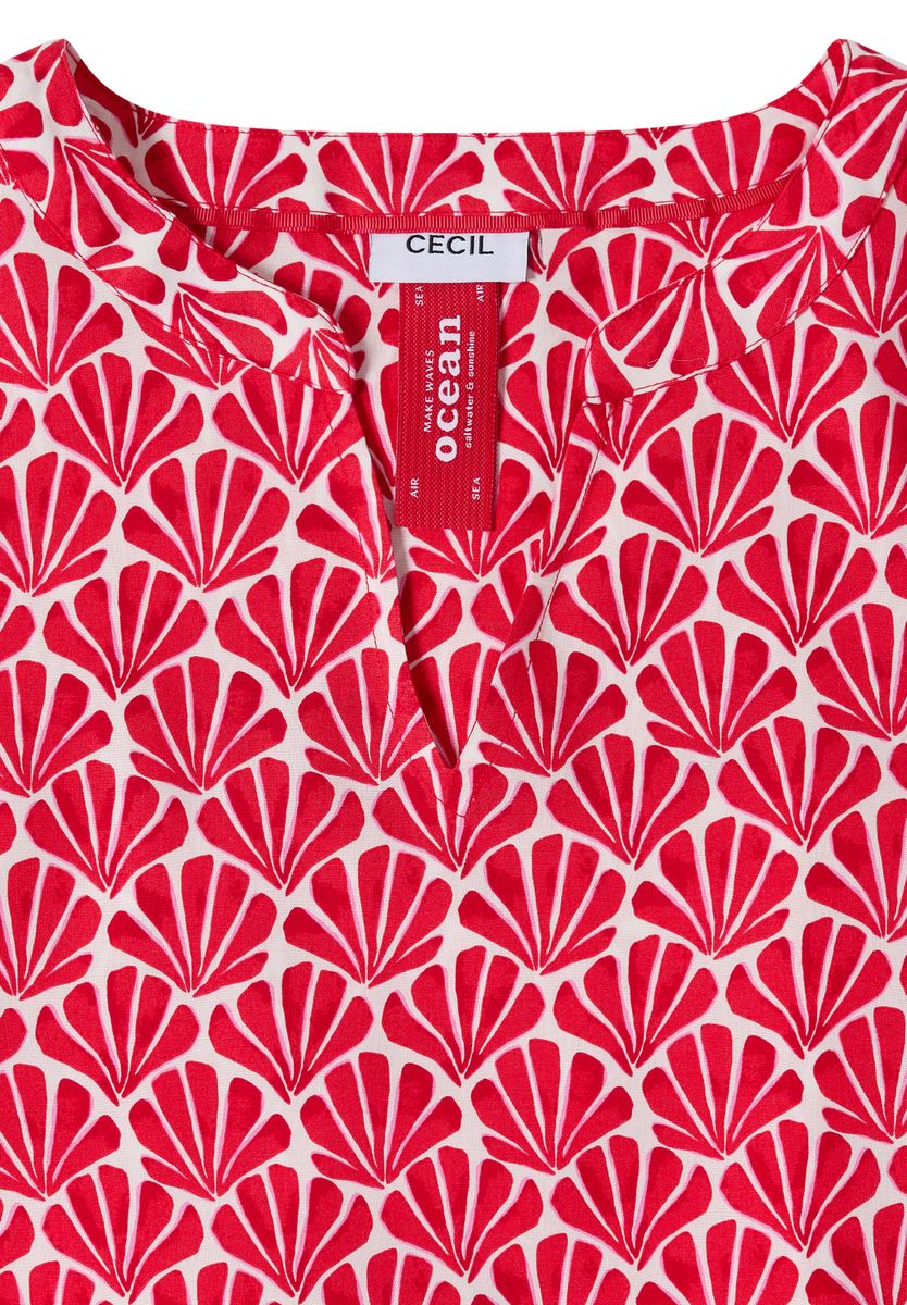 Kurzarm Bluse mit Muschelprint