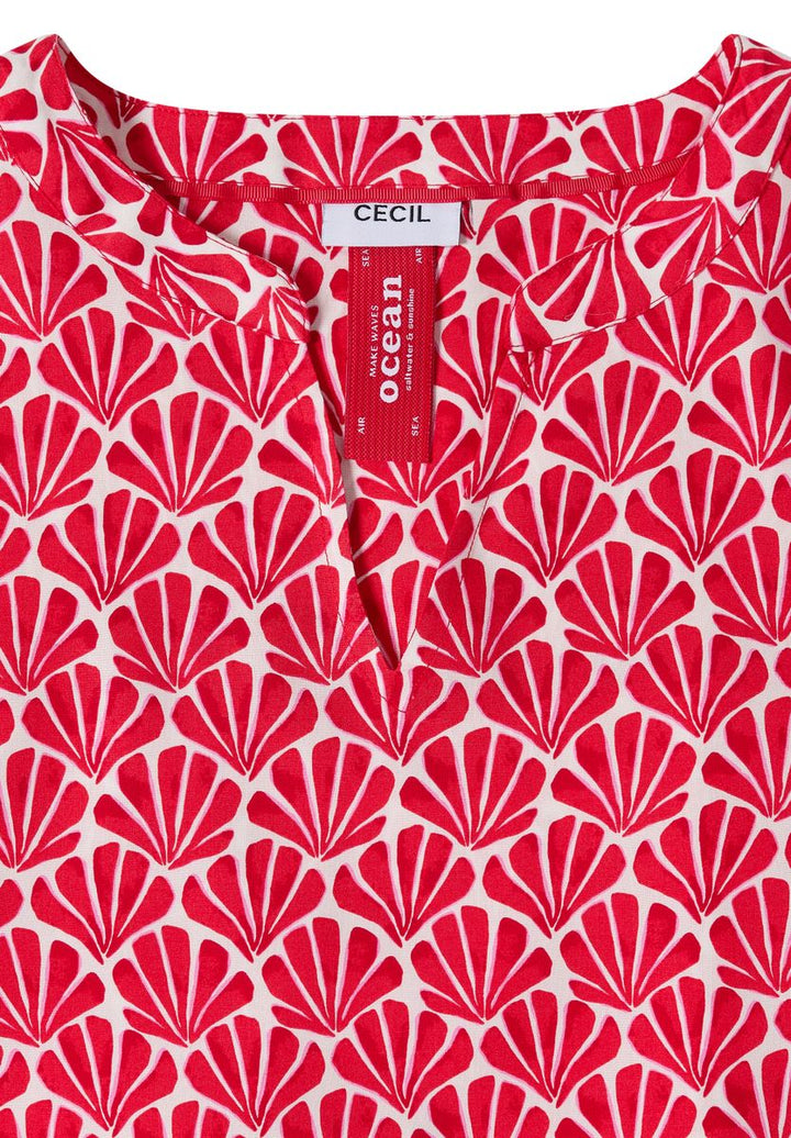 Kurzarm Bluse mit Muschelprint