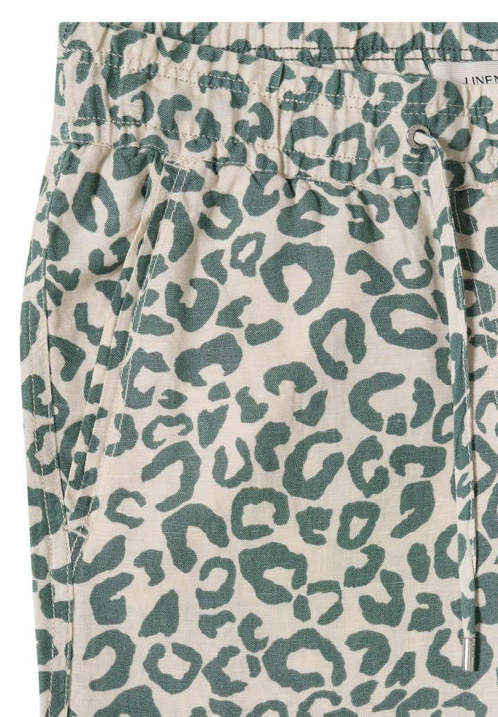 Wide Leg Hose aus Leinenmix im Leoprint