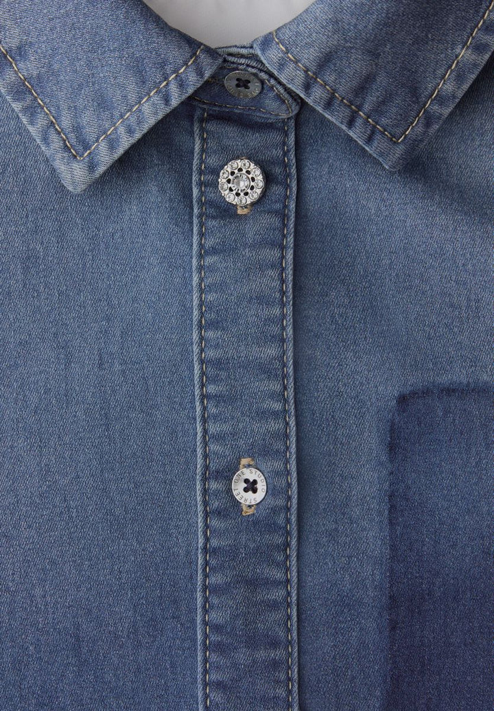 Langarm Jeansbluse mit Hemdkragen