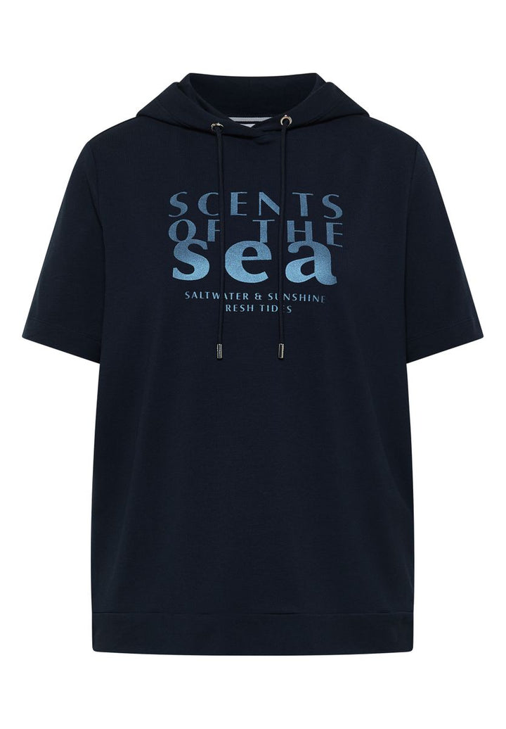 Kurzarm Shirt mit Kapuze und Wording