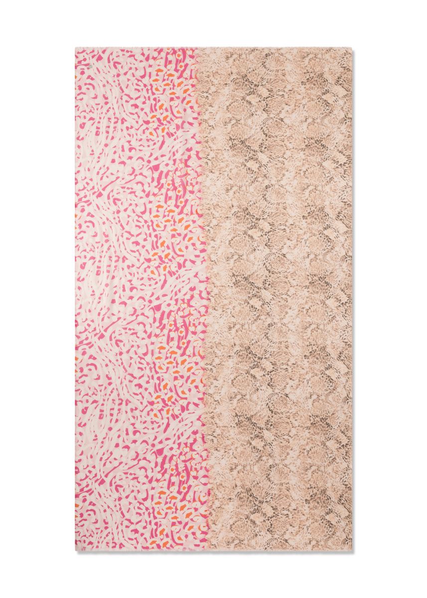 Schal aus feiner Modal-Baumwoll-Mischung mit Schlangen-Leo Print
