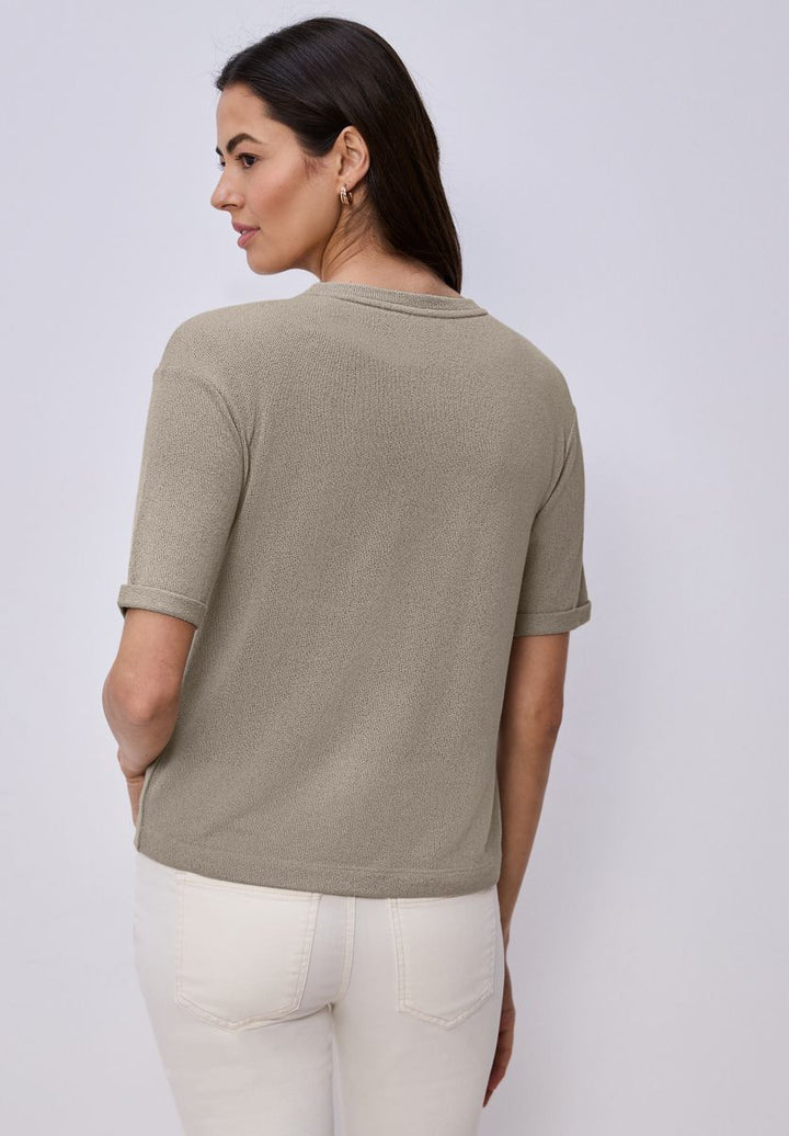 T-Shirt mit Rundhals im Strick-Look