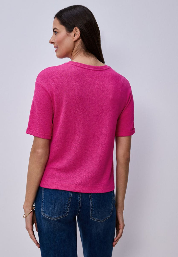 T-Shirt mit Rundhals im Strick-Look