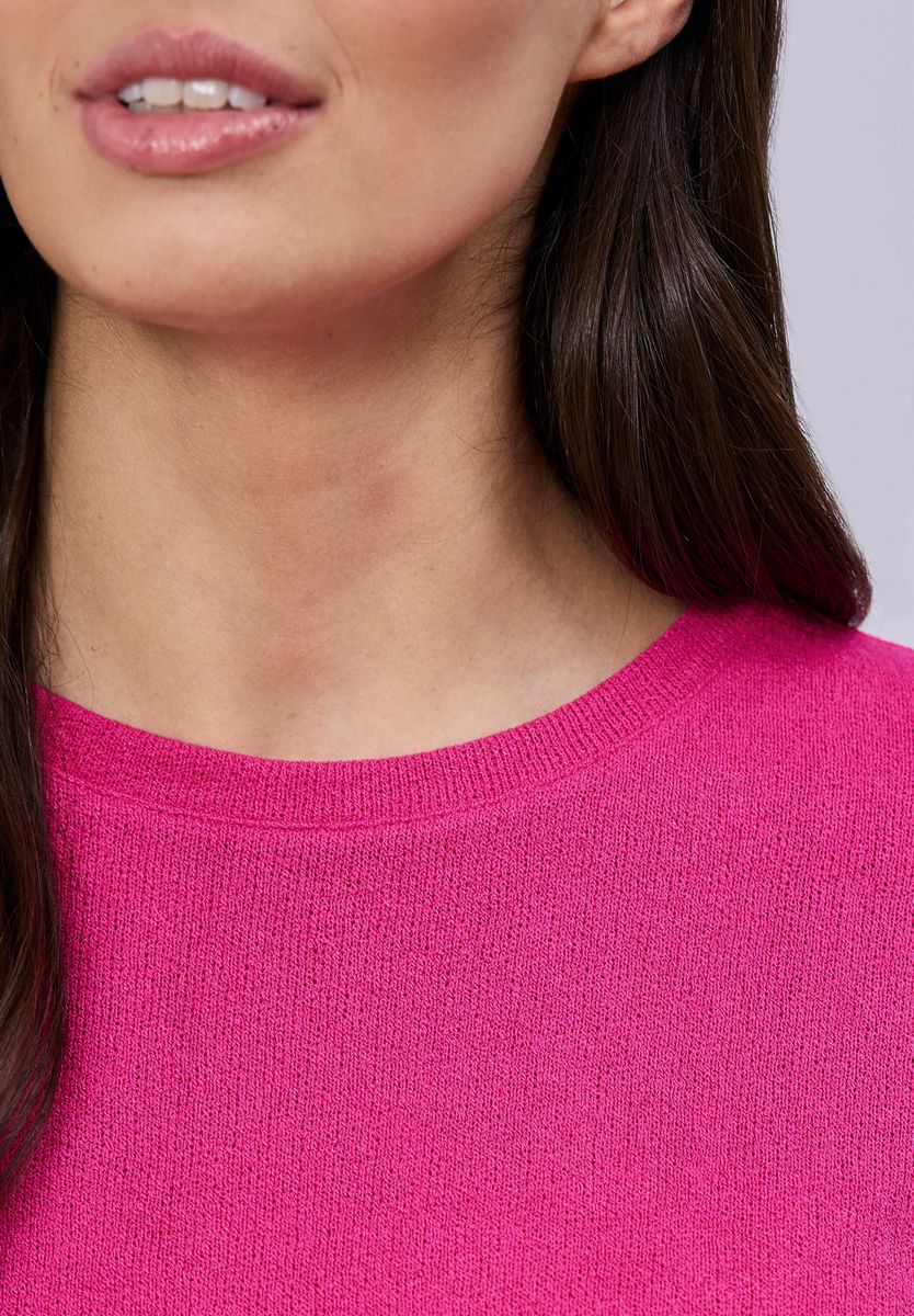 T-Shirt mit Rundhals im Strick-Look