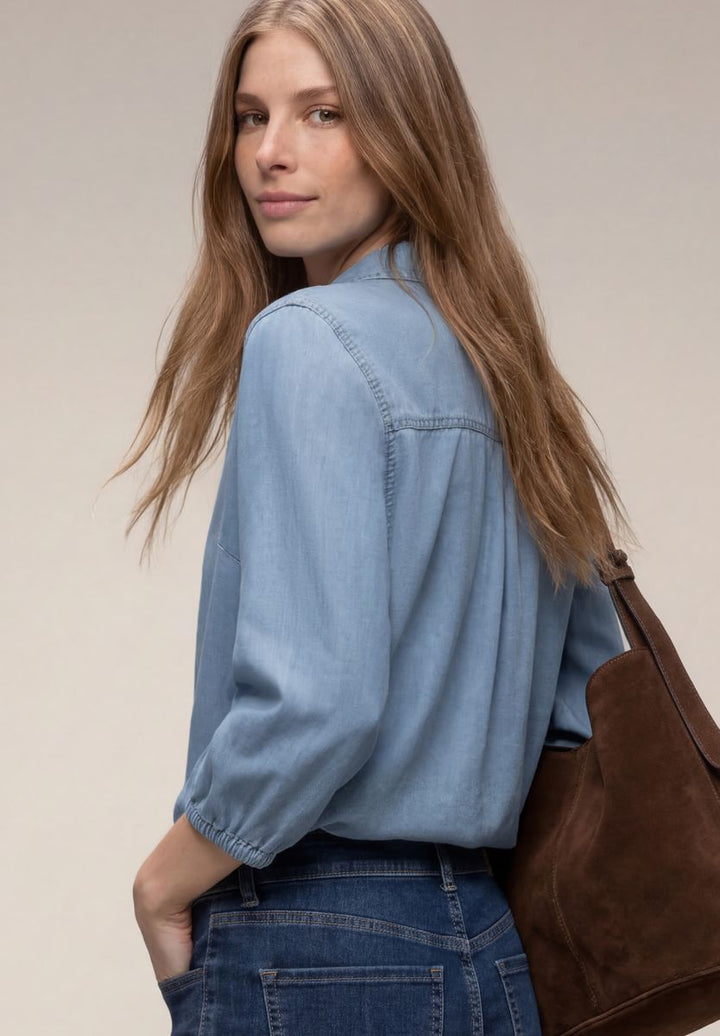 3/4-Arm Hemdbluse im Denim-Look