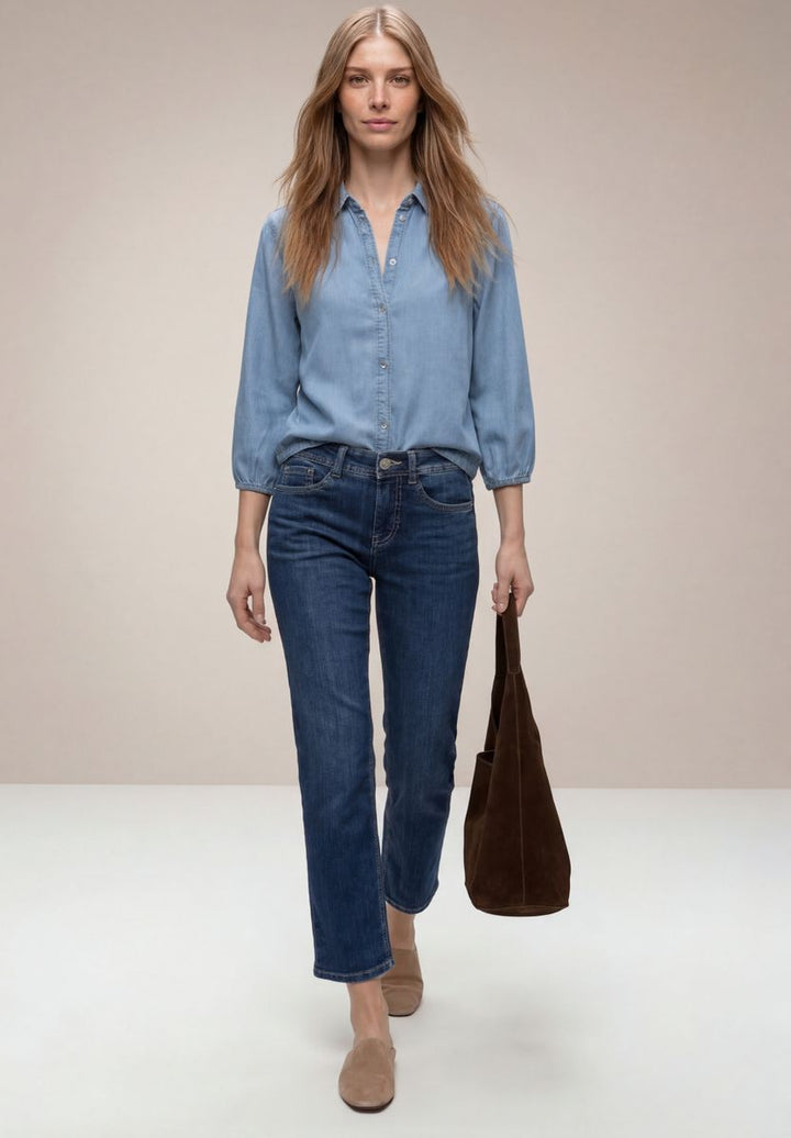 3/4-Arm Hemdbluse im Denim-Look